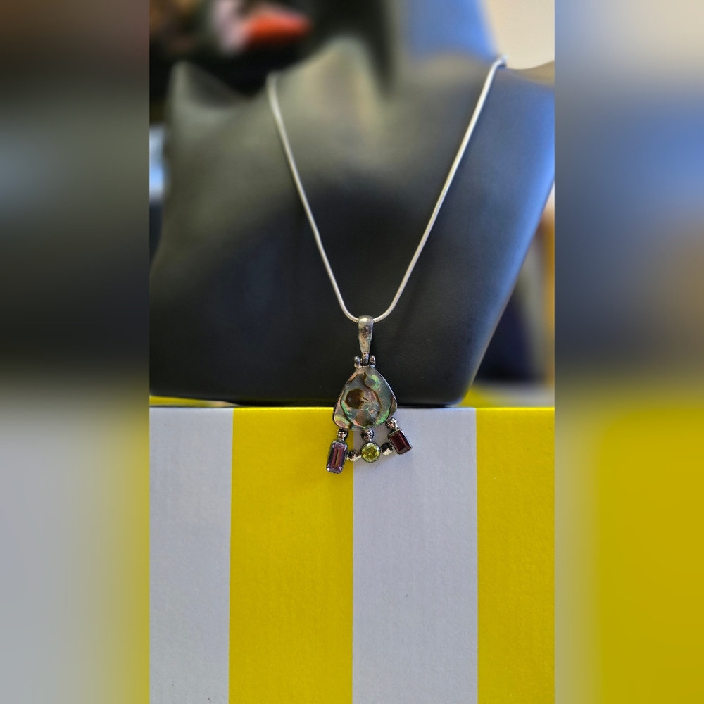 Sterling Silver Abalone Pendant Necklace #0671